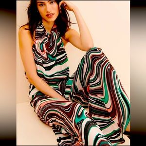 Anthropologie Multicolor Swirl Jumpsuit